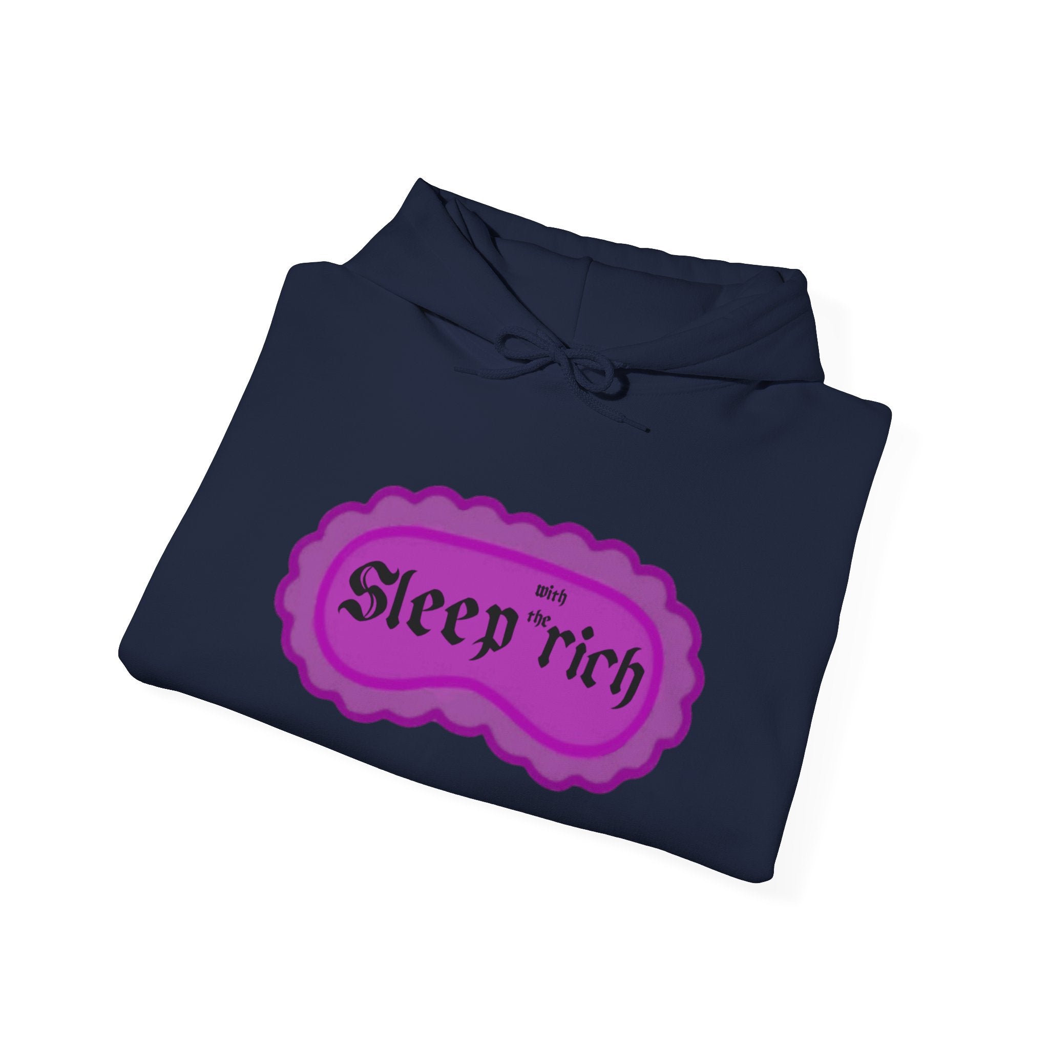 Sleep Rich Hoodie — Cozy Purple Retro Graphic Hooded Sweatshirt