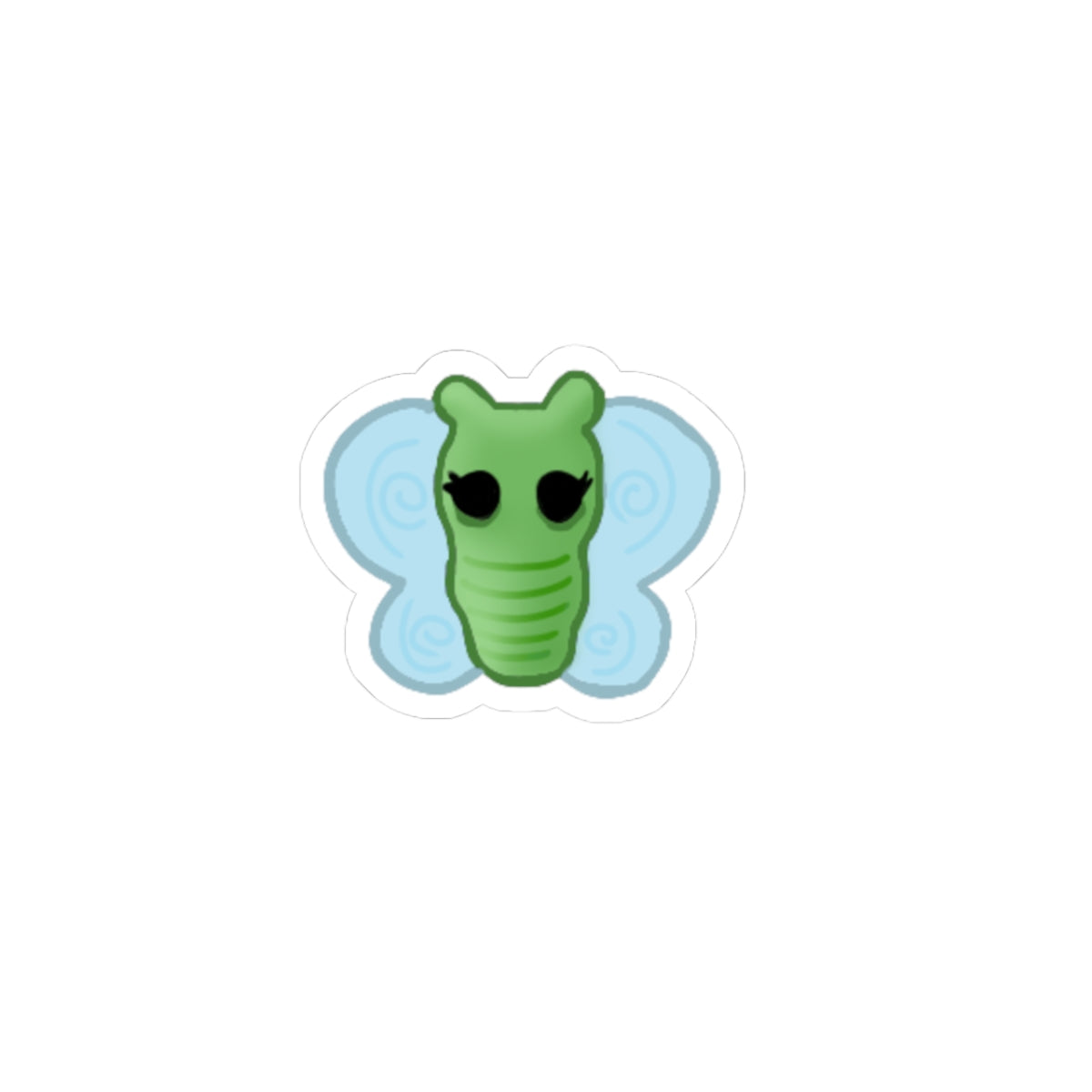 Cute Green Caterpillar Butterfly Sticker — Waterproof Kiss-Cut Laptop Decal