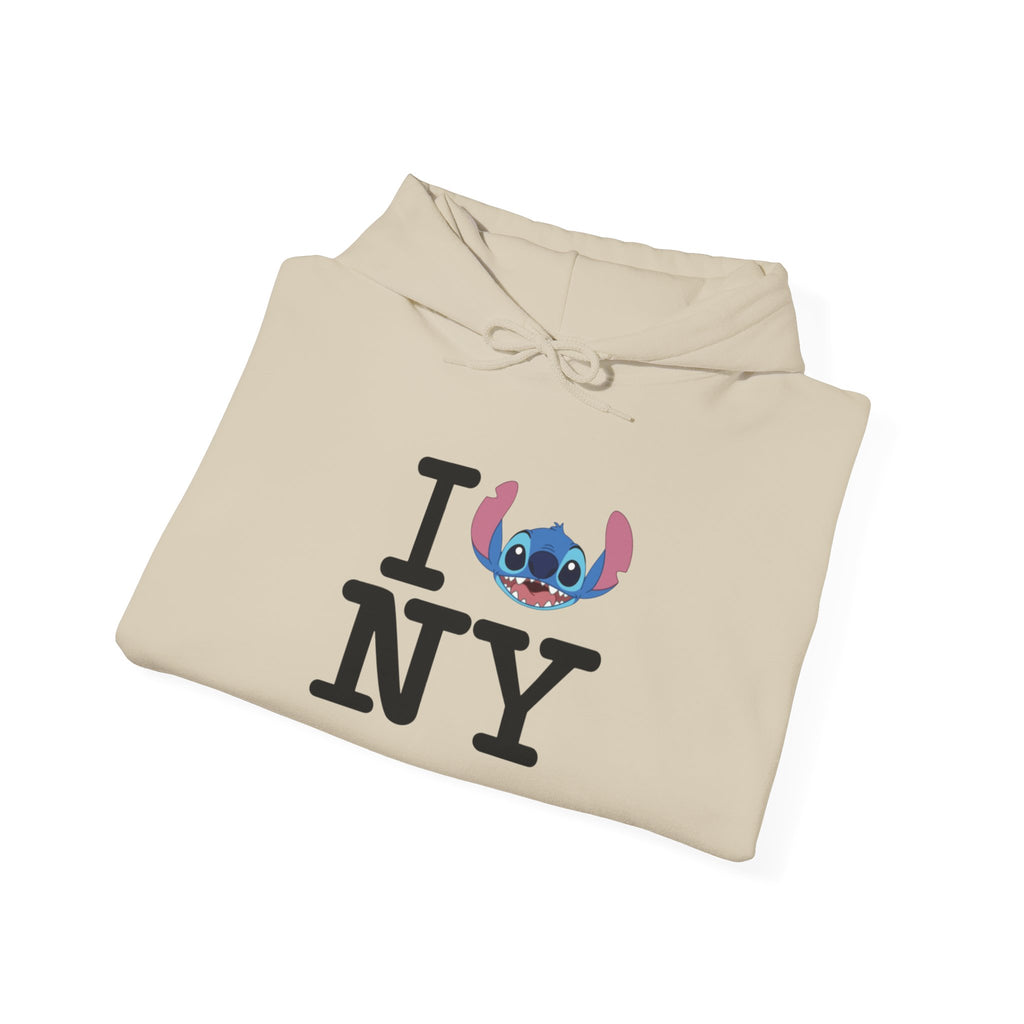 New York Stitch Hoodie — I  NY Front & Cityscape Back Pullover