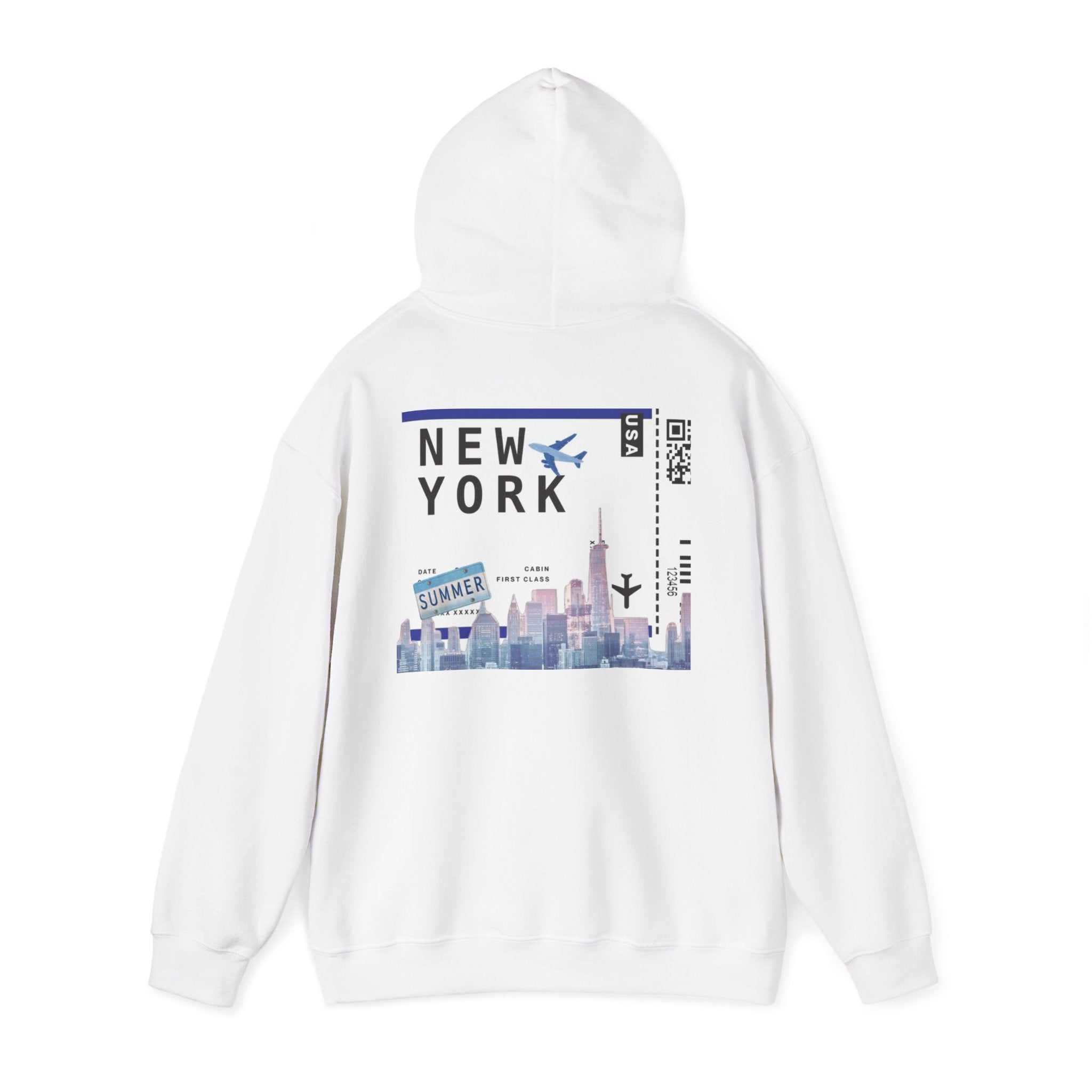 New York Stitch Hoodie — I  NY Front & Cityscape Back Pullover