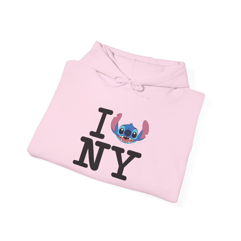 New York Stitch Hoodie — I  NY Front & Cityscape Back Pullover