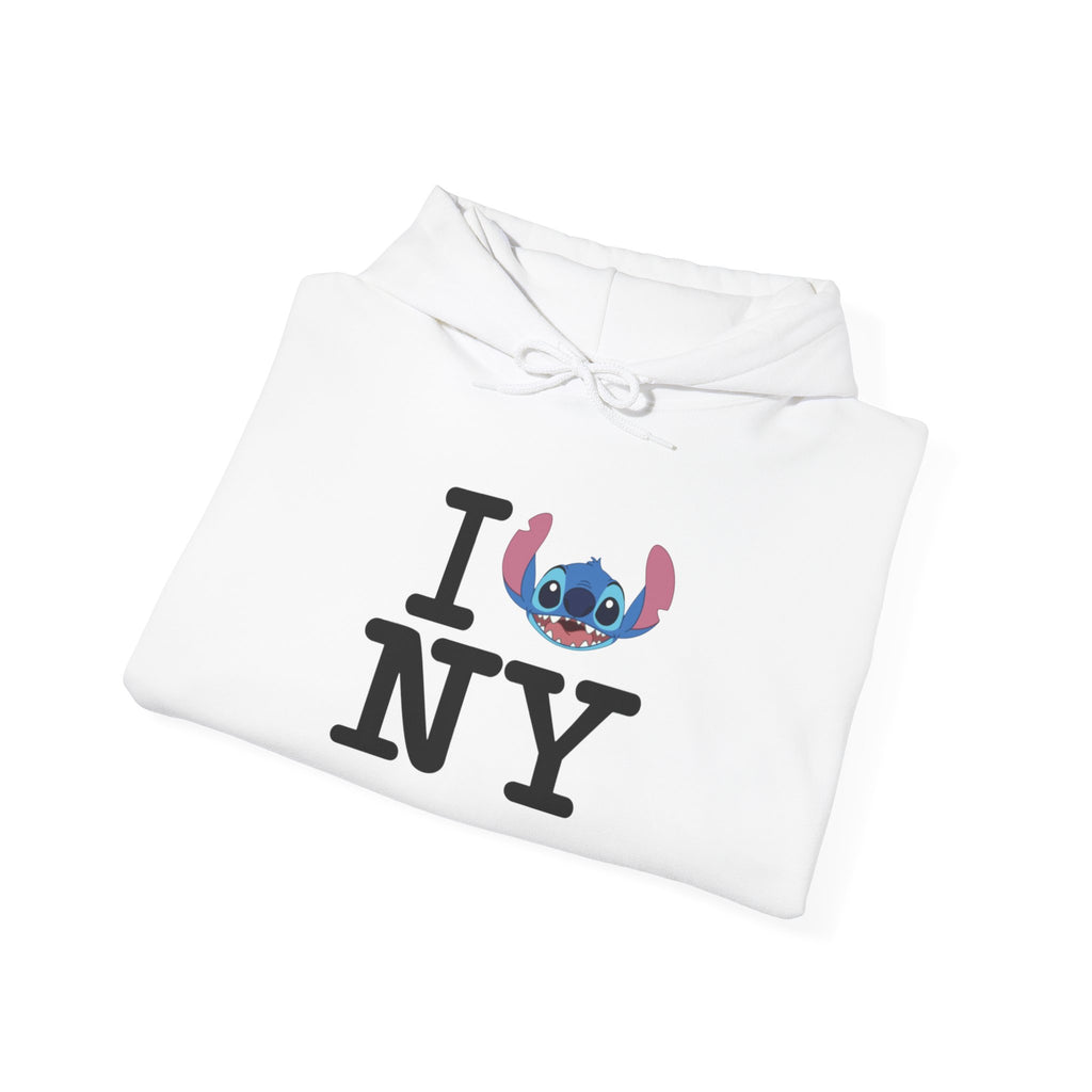 New York Stitch Hoodie — I  NY Front & Cityscape Back Pullover