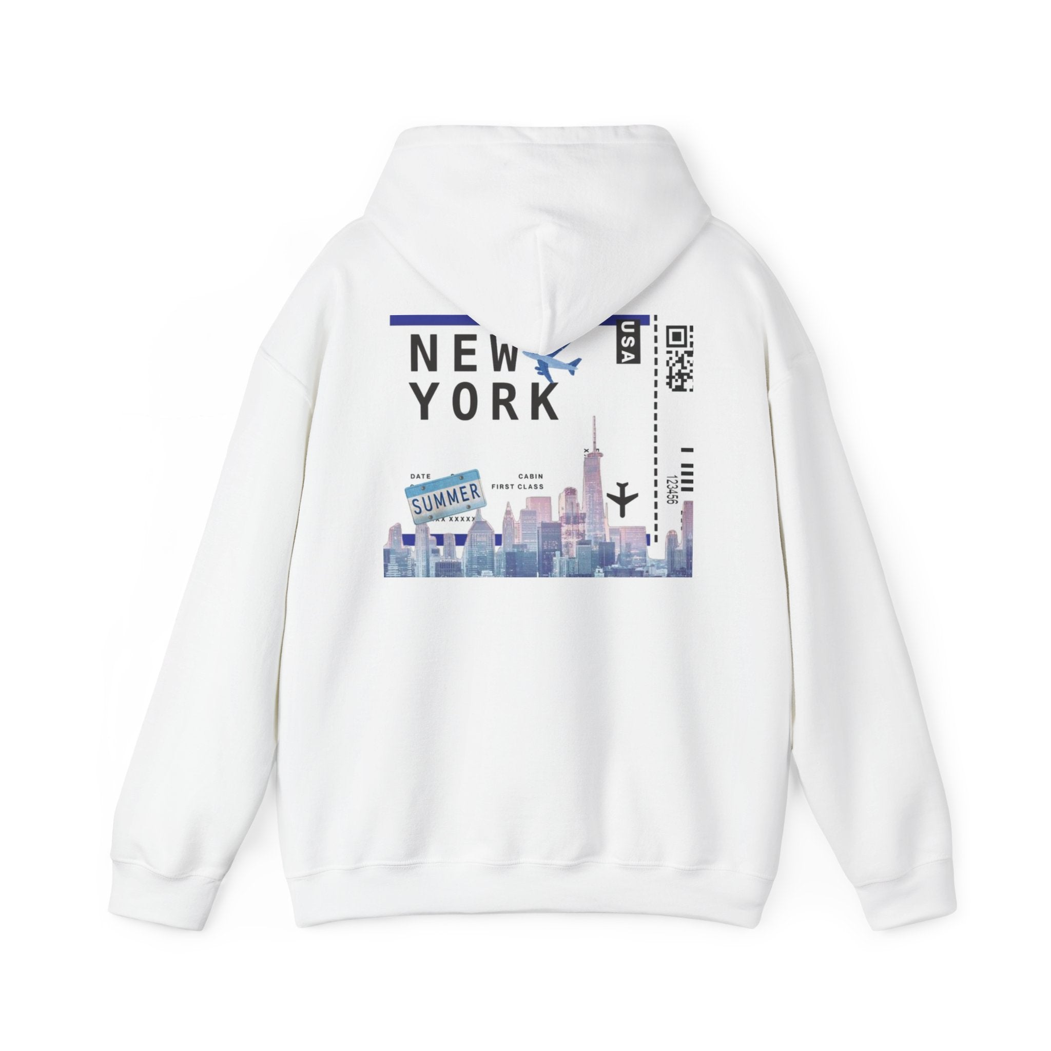 New York Stitch Hoodie — I  NY Front & Cityscape Back Pullover