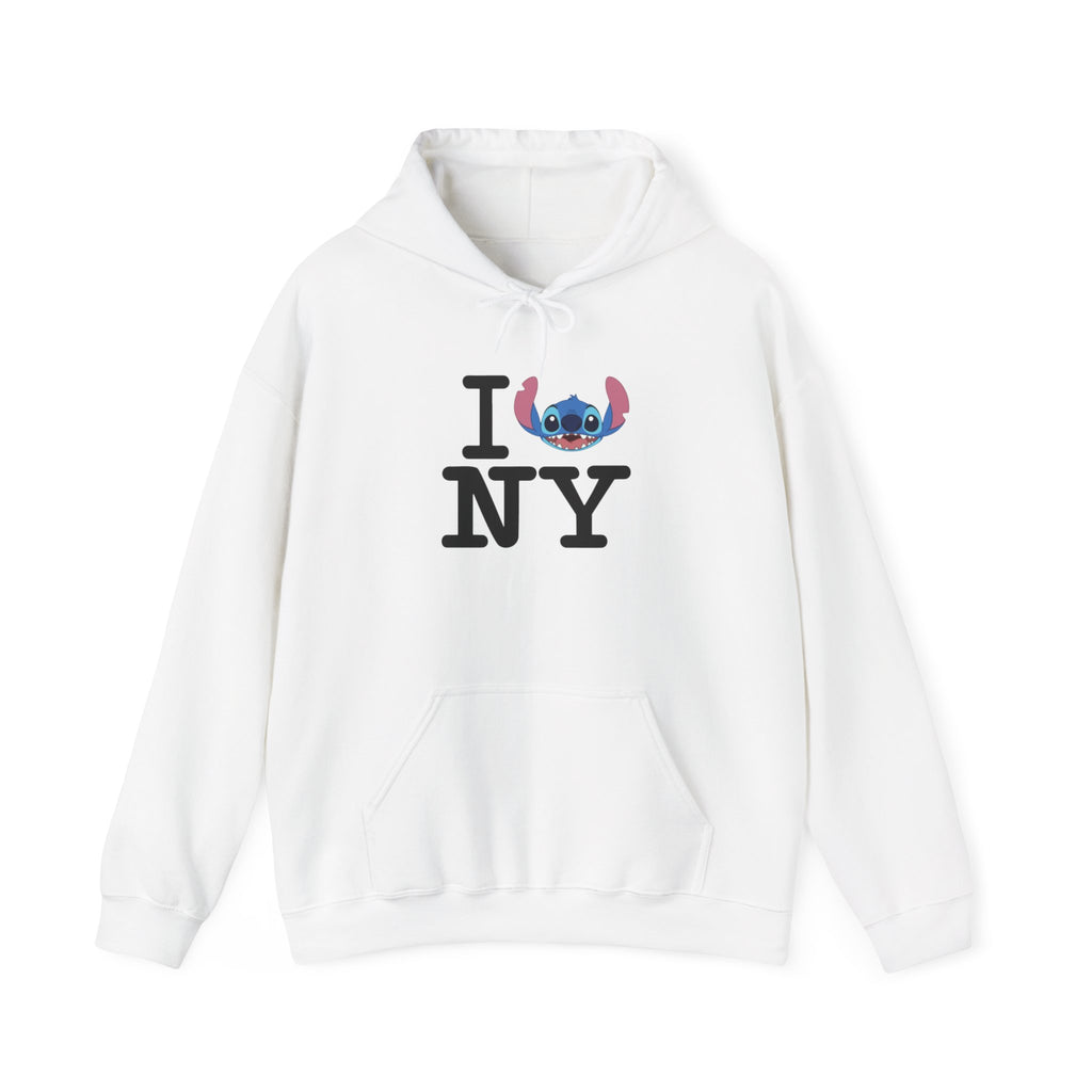 New York Stitch Hoodie — I  NY Front & Cityscape Back Pullover