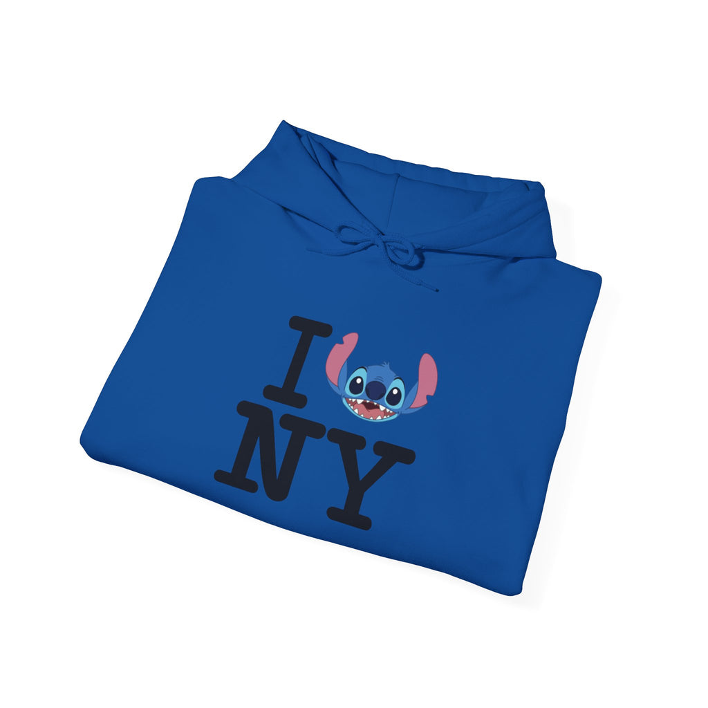 New York Stitch Hoodie — I  NY Front & Cityscape Back Pullover