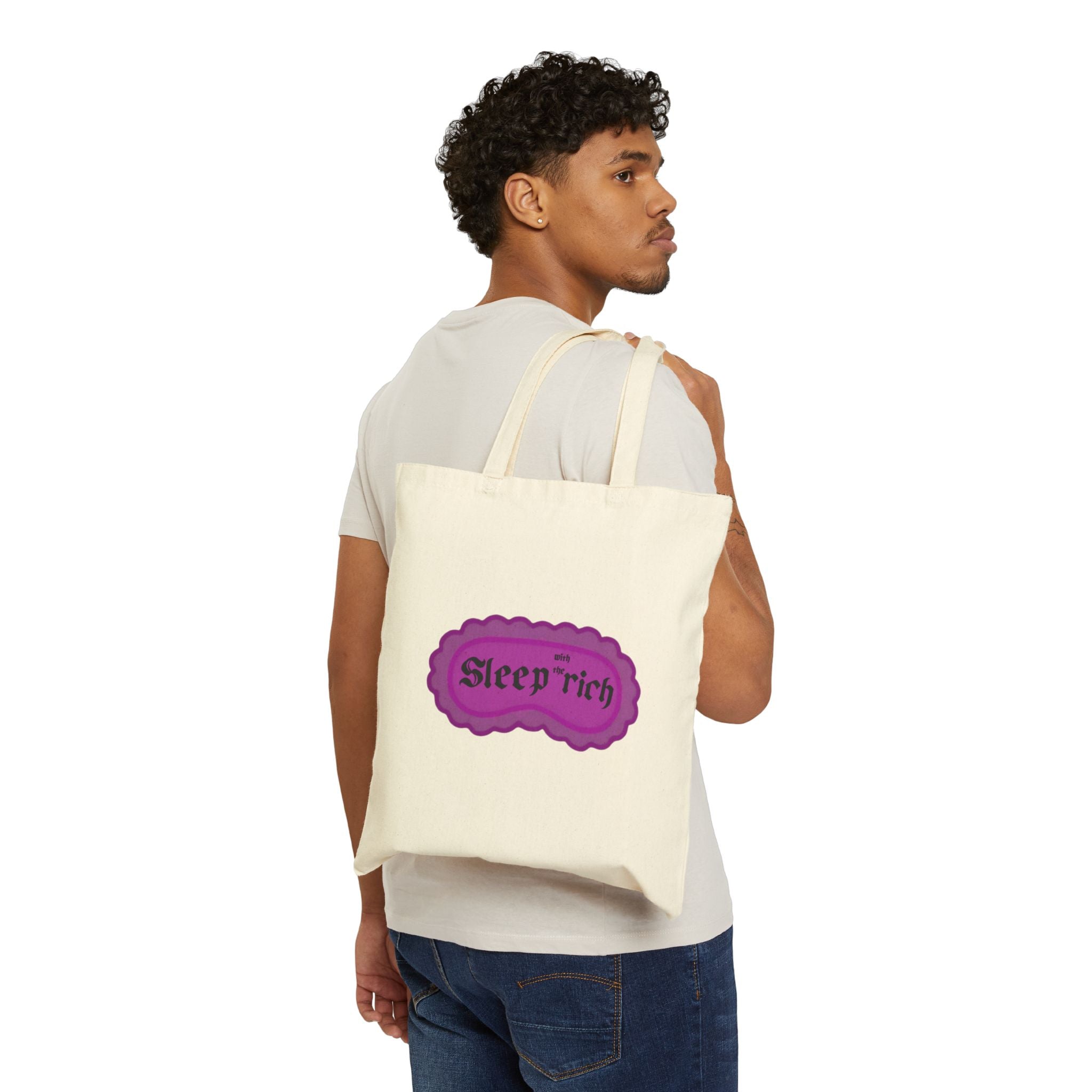 Canvas Tote Bag — "Sleep Rich" Pink Retro Logo Reusable Shopper