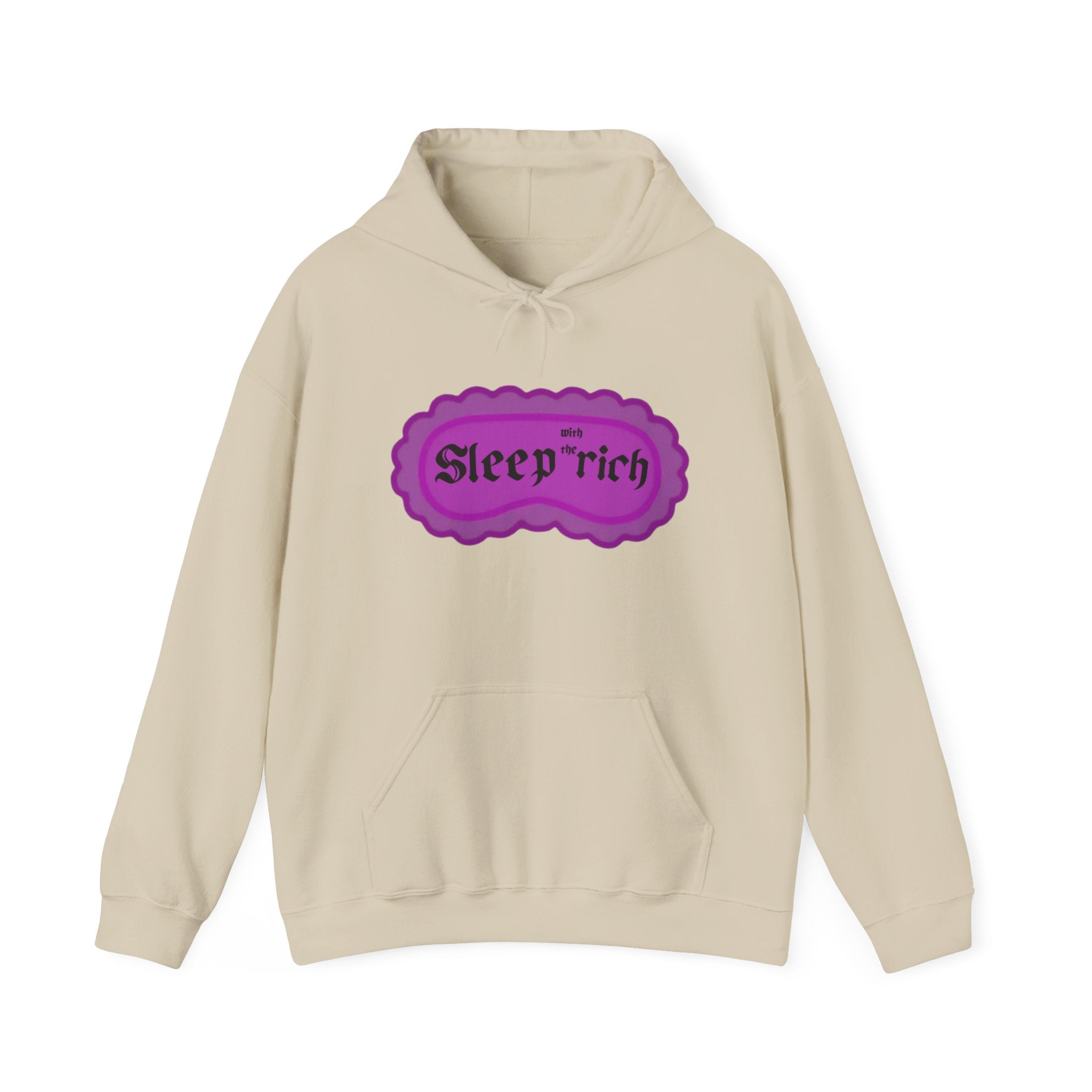 Sleep Rich Hoodie — Cozy Purple Retro Graphic Hooded Sweatshirt