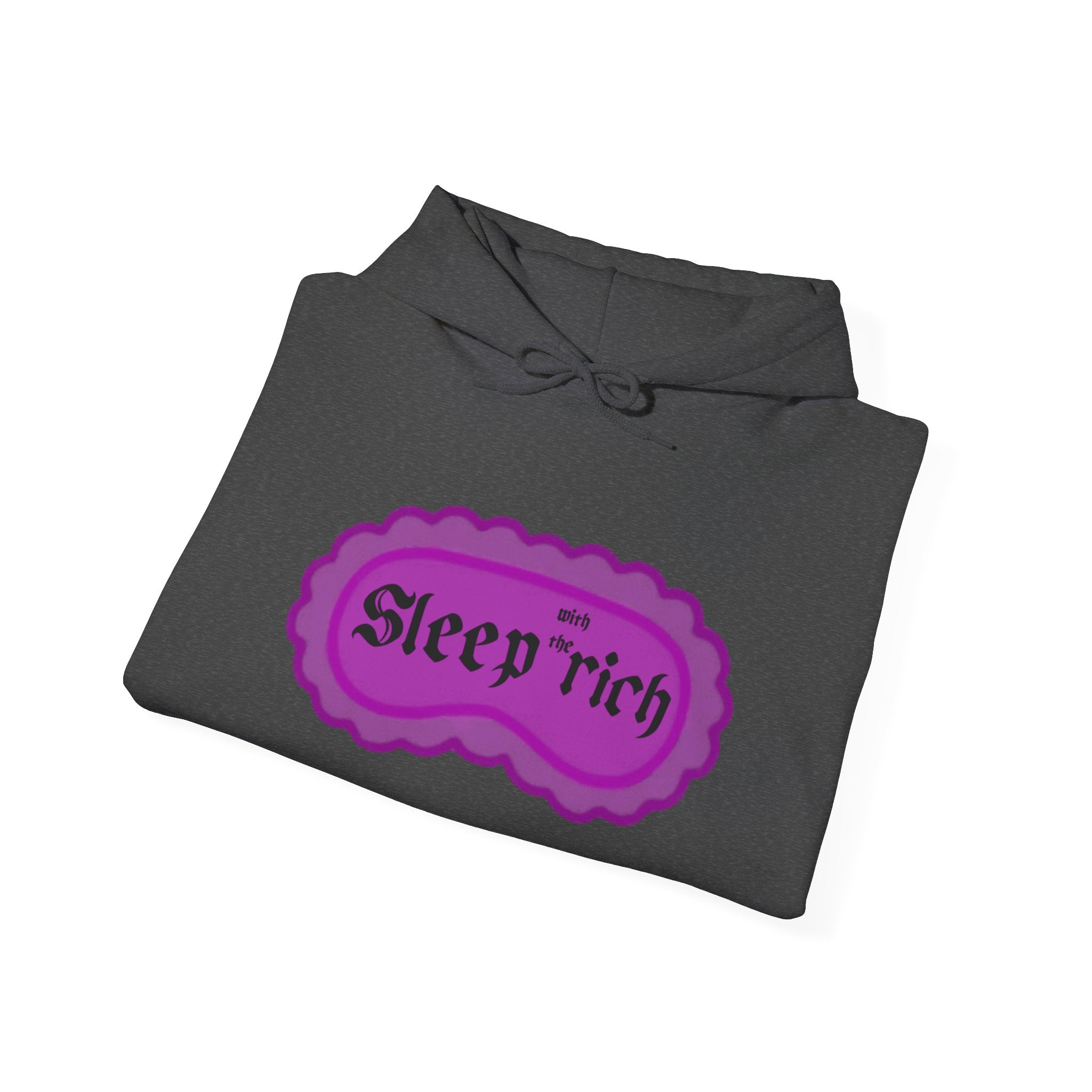 Sleep Rich Hoodie — Cozy Purple Retro Graphic Hooded Sweatshirt