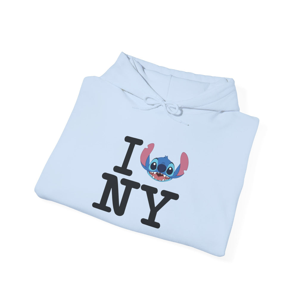 New York Stitch Hoodie — I  NY Front & Cityscape Back Pullover