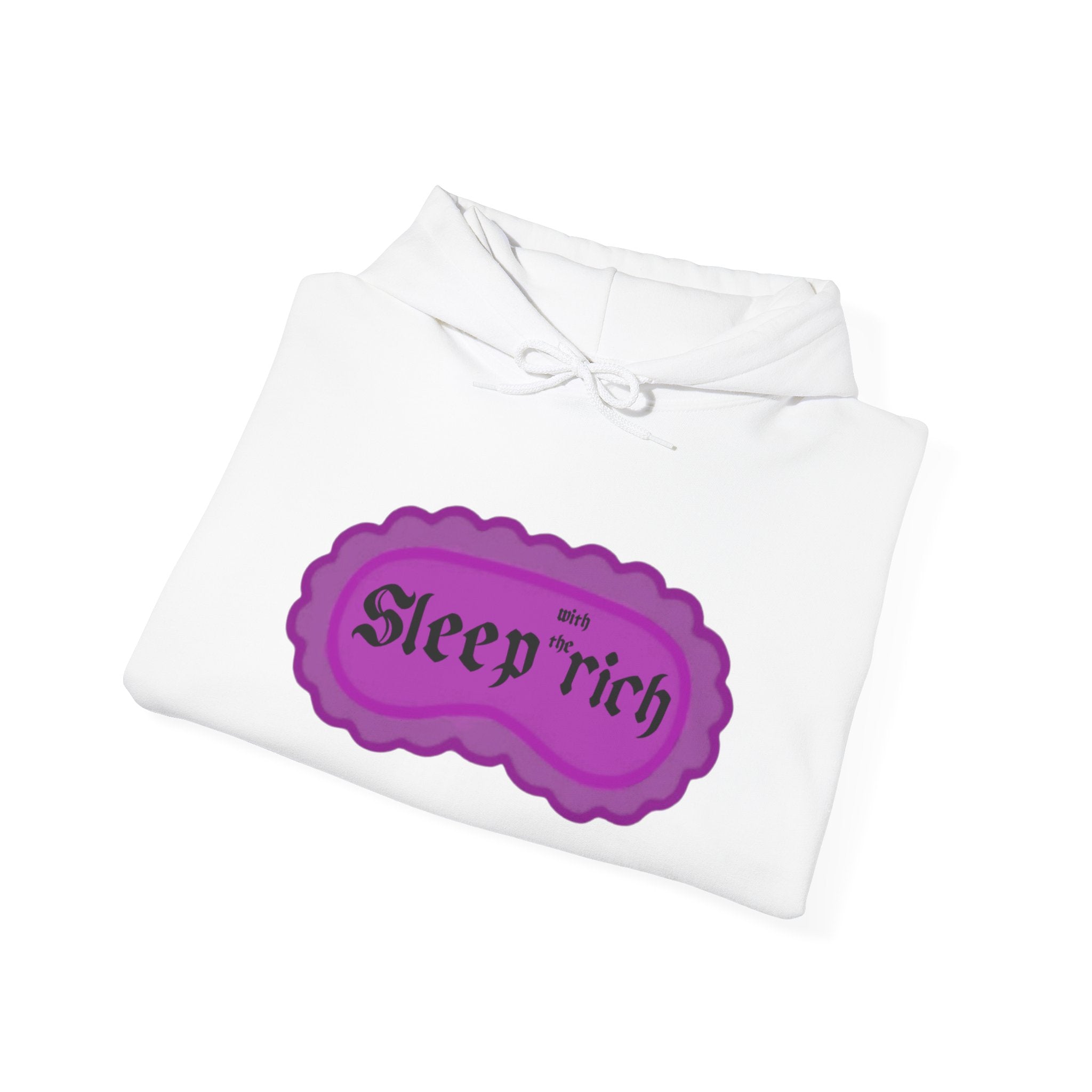 Sleep Rich Hoodie — Cozy Purple Retro Graphic Hooded Sweatshirt