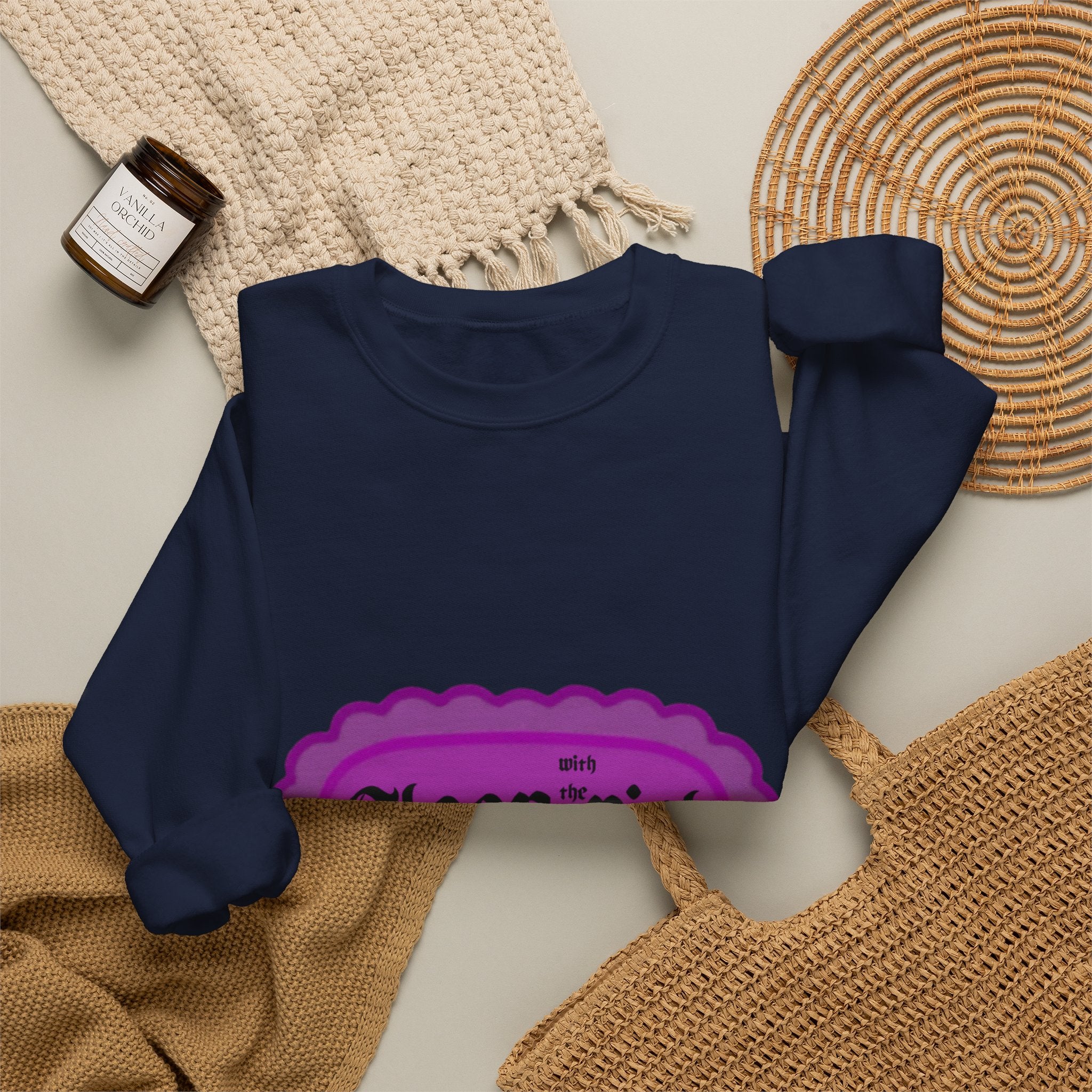 Sleep Rich Crewneck Sweatshirt - Purple Gothic Logo Cozy Pullover