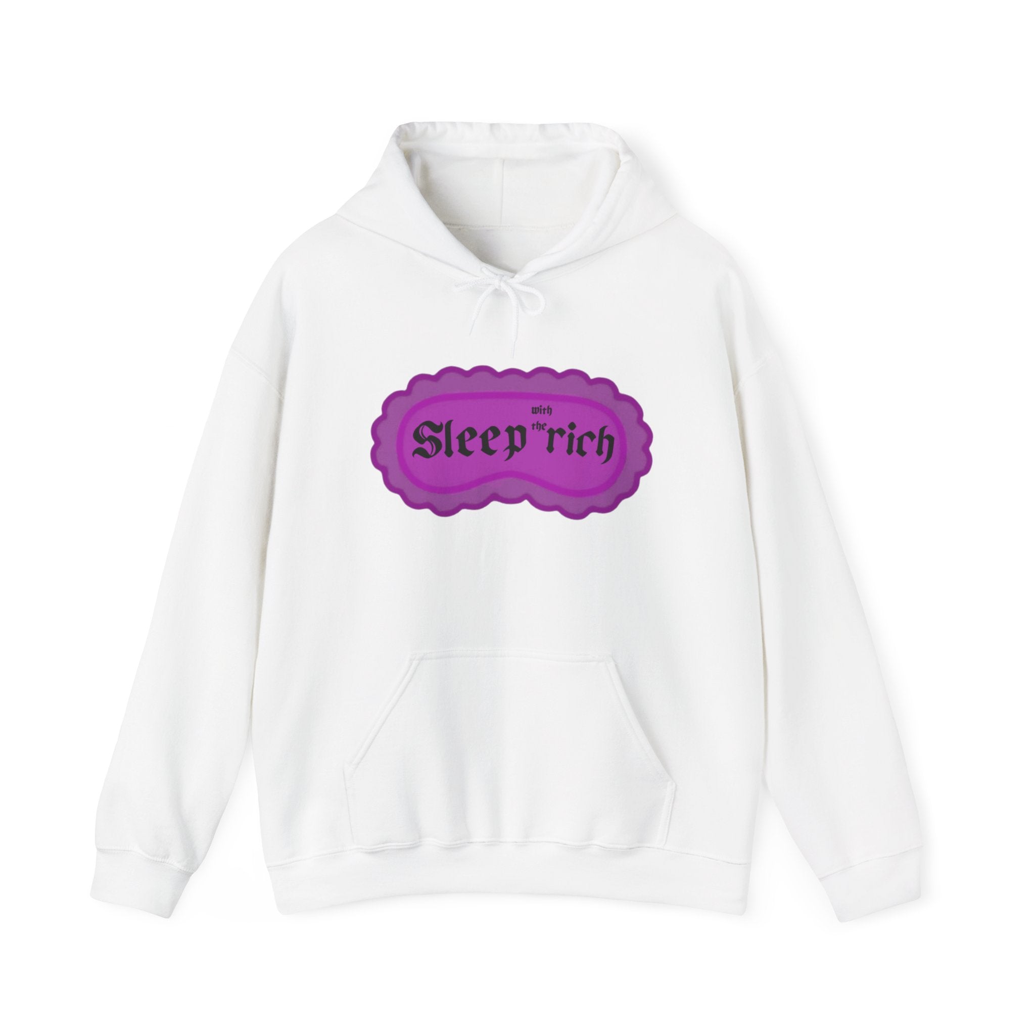Sleep Rich Hoodie — Cozy Purple Retro Graphic Hooded Sweatshirt