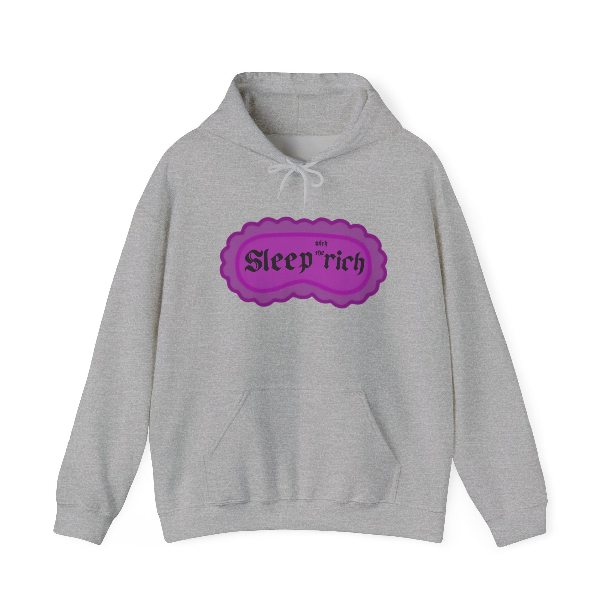 Sleep Rich Hoodie — Cozy Purple Retro Graphic Hooded Sweatshirt