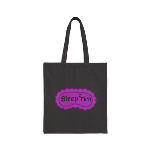 Canvas Tote Bag — "Sleep Rich" Pink Retro Logo Reusable Shopper